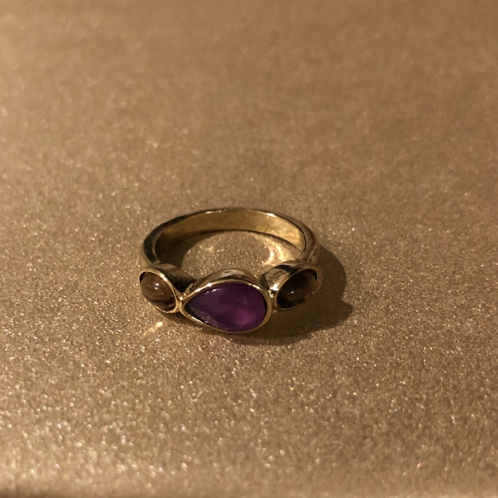 Gold ring purple stone ring size 8